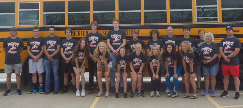 Stockton High School state track qualifiers pictured prior to being sent-off for the state meet on Friday, May 21.&nbsp;