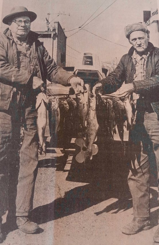 March 30, 1972: Tom Leavitt, left, and Rex Harmon, Stockton, with 14 bass (largest wt., 4 pounds) and one legal walleye caught last Thursday morning in Lake Stockton.