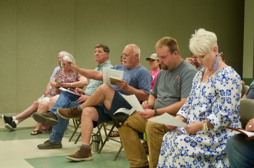 David Friar, center, voices his support for the city to issue ATV and UTV permits at the El Dorado Springs City Council&rsquo;s regular meeting Tuesday, July 5. The council heard public input on the item and did not make a motion on the issue. A statement in the city&rsquo;s current ordinance on ATVs and UTVS indicates the city &ldquo;may issue a permit&rdquo; for these types of vehicles. El Do Police Chief Jarrod Schiereck wishes for that language to be striked out of the ordinance.