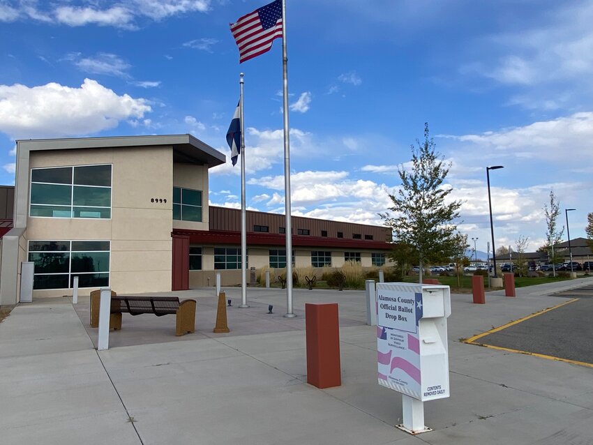 A ballot drop box at the Clerk and Recorder’s office at 8999 Independence Way in Alamosa.  