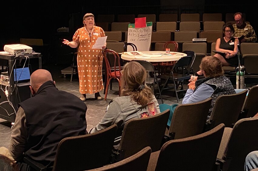 Lares Feliciano with Alamosa Creates at a public meeting in the Xperimental Theater on the Adams State University Campus on April 9.  