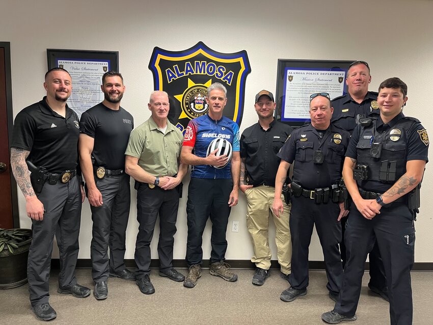 Left to right, Capt. Brandon Bertsch, Detective Joshua Glass, Chief George Dingfelder, Co-Responder Tim Dellett, Sgt. Tate Kindschuh, Cpl. Daniel Northrup, Sgt. Brian Cooper, Officer Damin Martinez.  