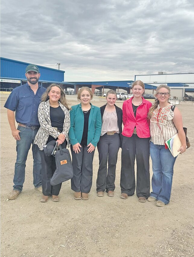 SLV 4-H Senior Livestock Judging Team from left to right: Coach Eric Hinton, Durae Naranjo, Emily Seger, Darian Vance, Tiffany LePlatt and Coach Janae Naranjo. 