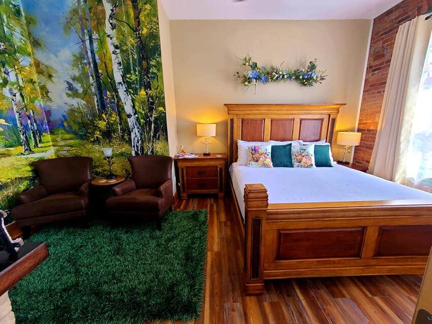 Spring Suite, one of four boutique rooms in the Aspen Inn, a VRBO located in Creede. 