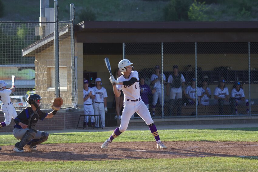 Senior right fielder Zane Fry (No. 4) hit a ground ball to right field to seal the 6-5 walk-off victory for Camdenton over Boonville on Wednesday, April 24, at the CHS Baseball Field.