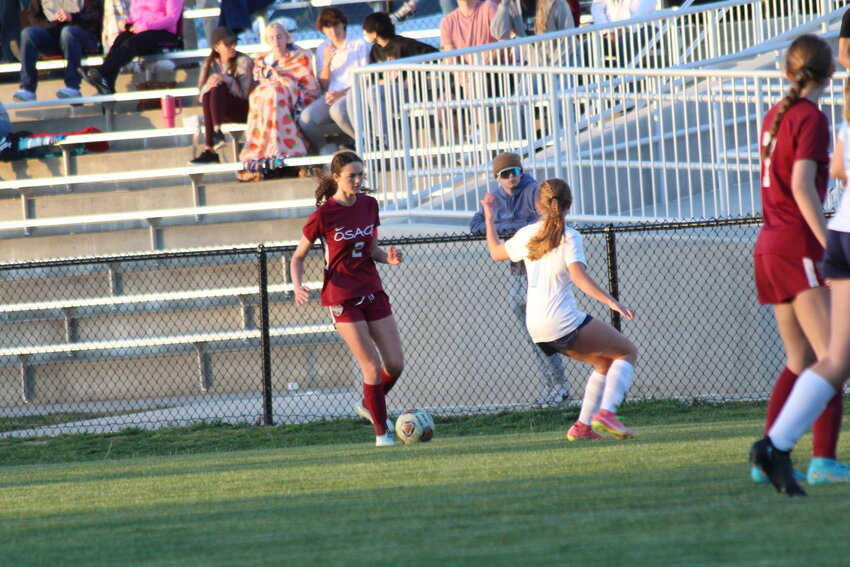 Senior left-back Aubrie Gonnella ( No.2 ) scored the lone goal in the 1-0 win over Southern Boone on Monday, May 6, at Southern Boone High School.