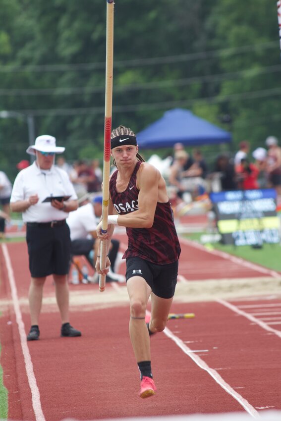 School of the Osage junior Landon Childs was the Class 4 State Champion in the boys pole vault (4.73 meters, 15-06.25 feet) on Friday, May 24, at the Class 4 State Track and Field Championships in Jefferson City.