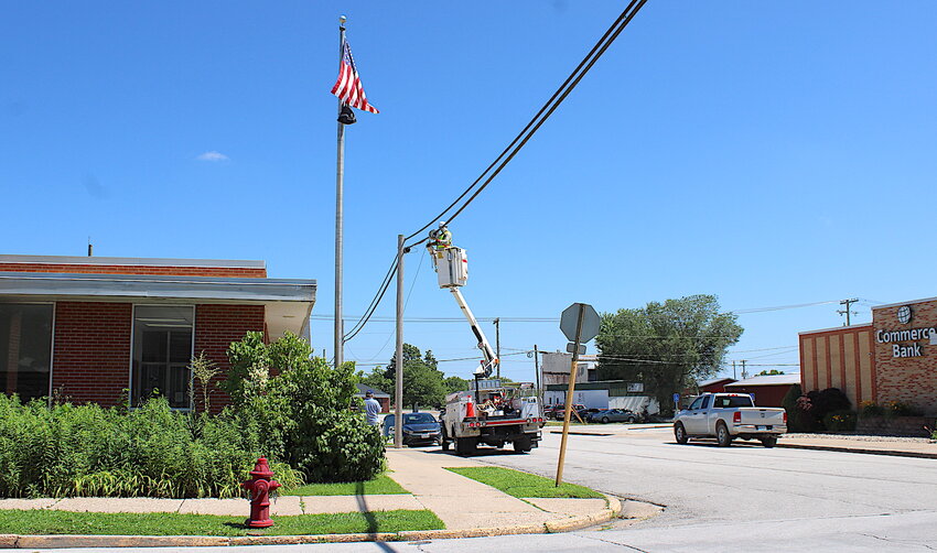 A Brightspeed crew hung high speed fiber lines on poles down Osage Avenue Thursday morning, June 19. Construction is underway to connect more than 1,250 homes and businesses in Tipton to the company’s high-speed fiber network. Brightspeed has been in town several weeks and parts of the line are being buried. The company provides DSL and fiber internet connections to more than 1.3 million locations across 20 states and is expanding with its acquisition of CenturyLink’s coverage area. 