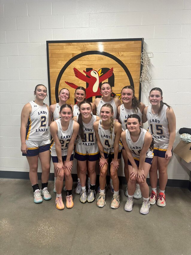 (Back row): freshman Chloe Caffey, sophomore Kinzie Vavruska, senior Mia McGuire, junior Addison Knoeck, junior Madison Sykora, and freshman Madilynn Franklin; (Front row): freshman Nova Eblen, senior Kacie Prettyman, senior Alyssa Farris, and sophomore Blair Schwantes.