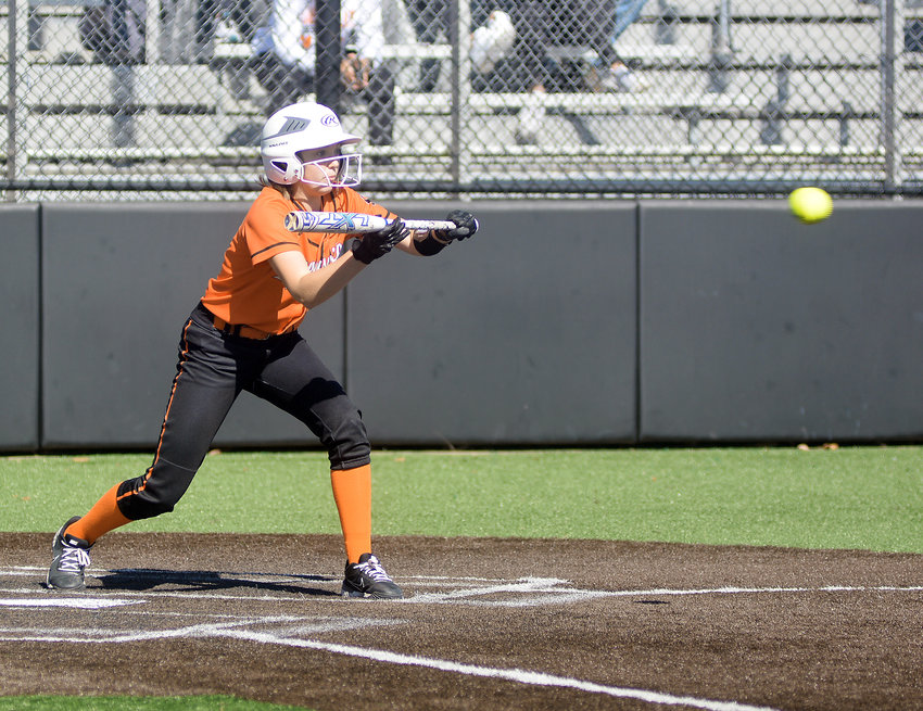 Alison Daniels squares to bunt during the MSHSAA Class 3, District 3 Softball Tournament championship game Saturday morning at Sullivan Bank Ball Park on the campus of Sullivan High School. Owensville saw their season end as district runners-up following a 10-3 loss to the host Lady Eagles.