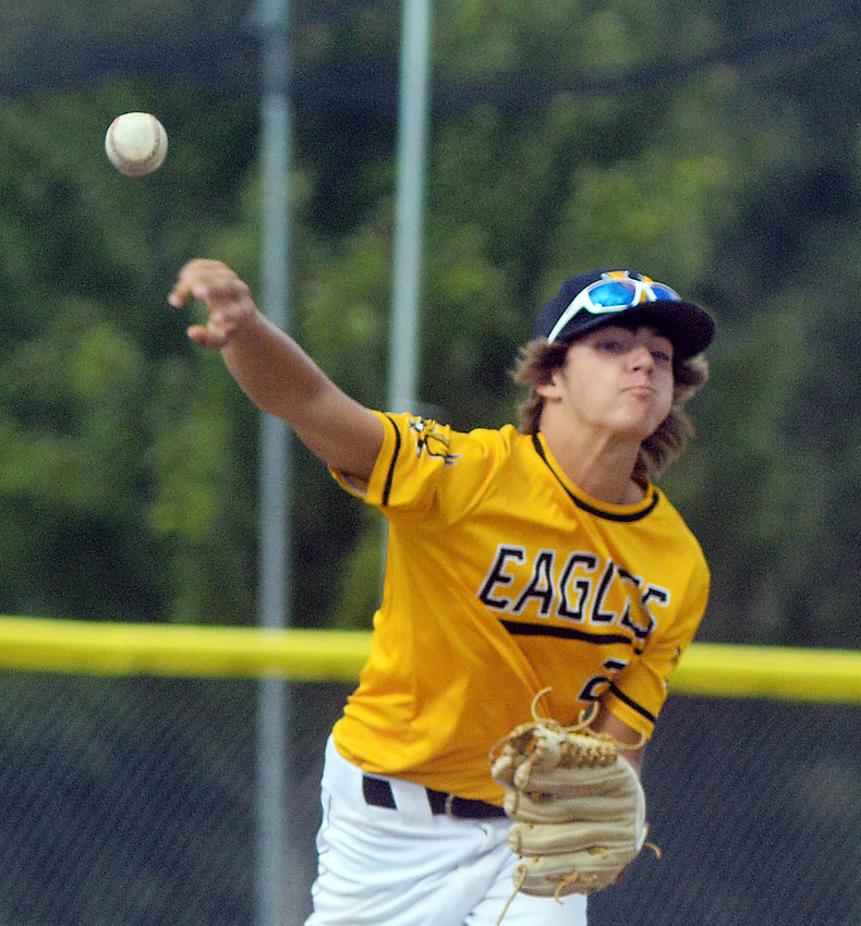 Zach Via throws the ball towards first base for Vienna&rsquo;s Fall Baseball Eagles during their jamboree earlier this month.