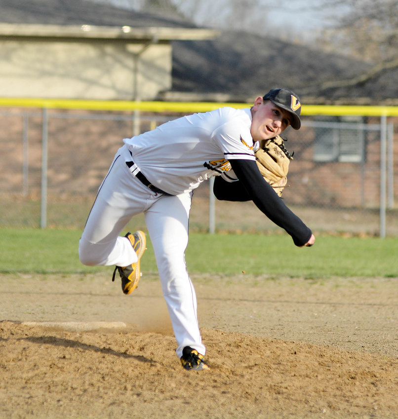 Will Veasman throws one of his 109 pitches Monday afternoon for Vienna&rsquo;s baseball Eagles.