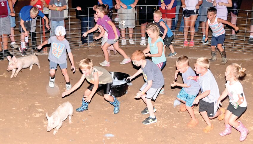 FRIDAY&rsquo;S greased pig-catching contest needed six divisions to get everyone a turn in the ring. Interest was high as each round started with numerous kids hoping to catch one of the elusive pigs.