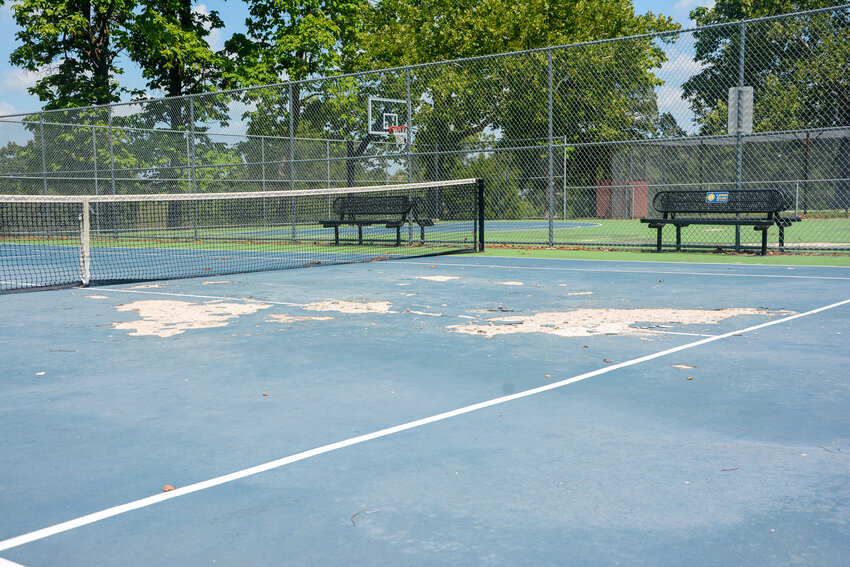 Cracks in the concrete of the Vienna Park tennis court have been the subject of complaints to City Hall. Vienna aldermen included money in this year&rsquo;s parks budget to redo the concrete.