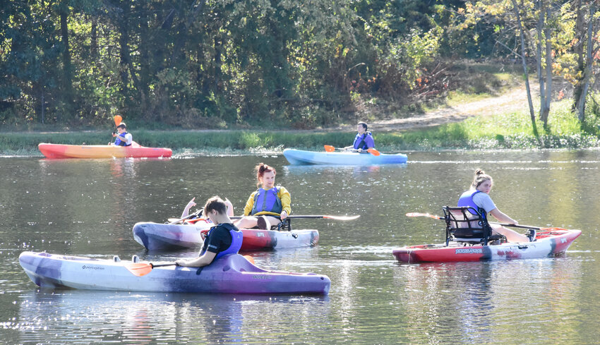 Belle High School physical education and health classes under the direction of Elaine Mcconnell on Sept. 13 partnered with Missouri Department of Conservation Educator Ashley Edwards to learn kayaking and water safety.