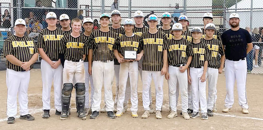 Vienna&rsquo;s Fall Eagle baseball team celebrate their third-place finish during the Eugene Fall Baseball Bash over the weekend with a team photo holding the third-place plaque. Dakota Mason&rsquo;s Eagles will look for more hardware hosting their annual Fall Baseball Classic beginning Friday afternoon with games at Vienna and Belle.