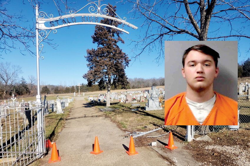 Osage County deputies arrested Joseph P. Henderson of Bonnots Mill on Monday, a day after he allegedly caused significant damage at the St. Aloysius Cemetery.