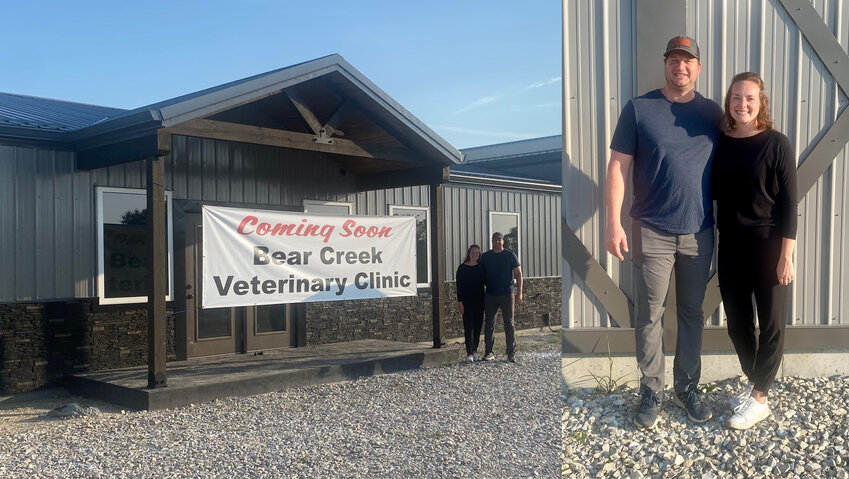 Dr. Eric Boeckmann and his wife, Brooke, are pleased to open the Bear Creek Veterinary Clinic at the Hwy. 50/63 junction. Dr. Boeckmann is a 2011 Fatima graduate.