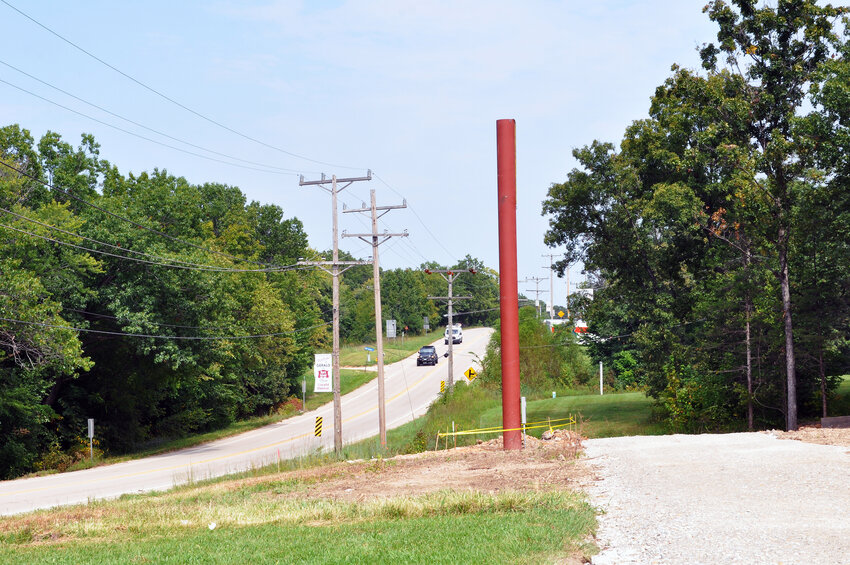 A large pole has been erected along the State Highway 50 on the east side of town in preparation of erecting a billboard.