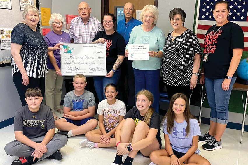 Missouri Retired Teachers Association (MRTA) representatives on Thursday presented Linn Middle School Social Studies teacher Brianna Harmon with a $500 Public School Retirement System (PSRS) grant.